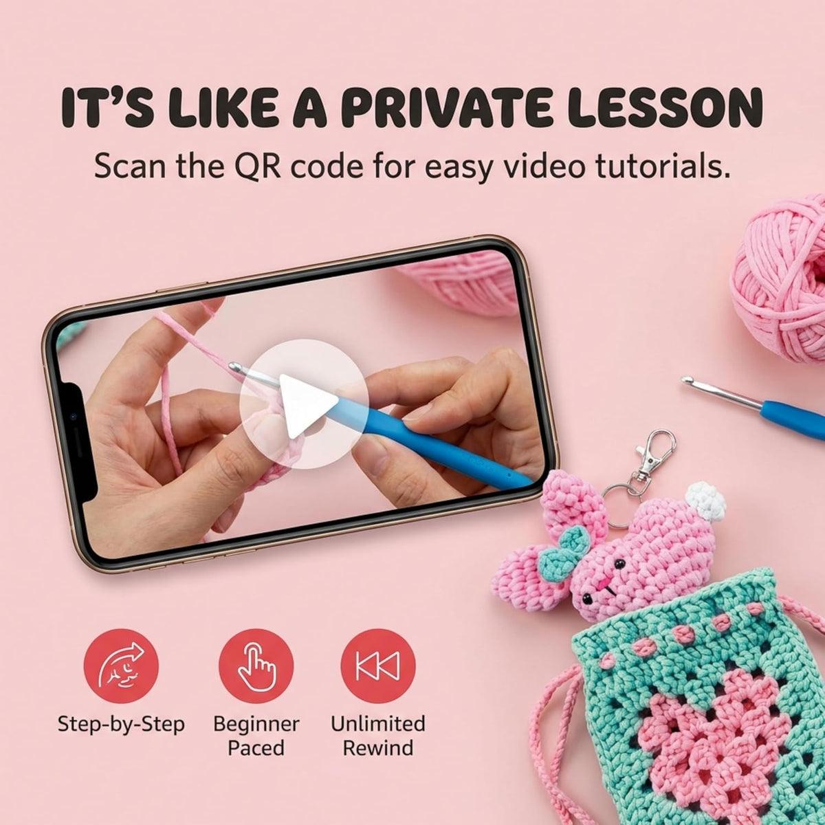 amigurumi bunny heart and granny square heart purse for beginners crochet kit step by step beginner tutorials
